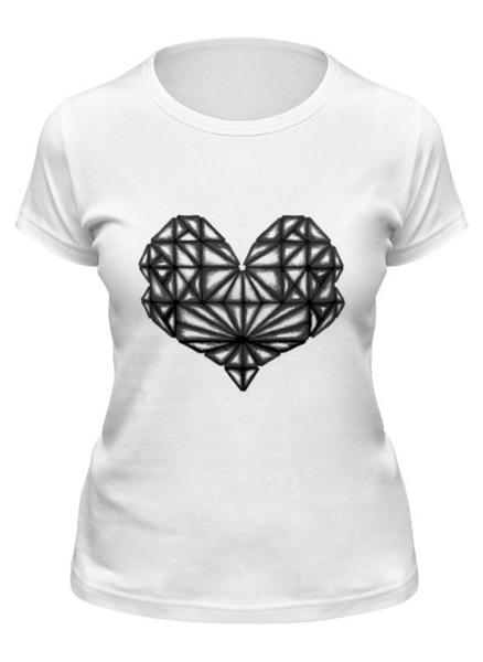 Заказать женскую футболку в Москве. Футболка классическая Сердце геометрическое оттенки серого от Анна - готовые дизайны и нанесение принтов.