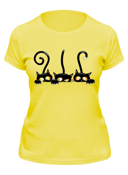 Заказать женскую футболку в Москве. Футболка классическая Три котёнка  (1) от ПРИНТЫ ПЕЧАТЬ  - готовые дизайны и нанесение принтов.