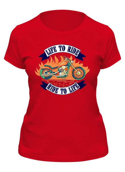 Заказать женскую футболку в Москве. Футболка классическая Мотоцикл  от Print design  - готовые дизайны и нанесение принтов.