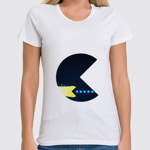 Заказать женскую футболку в Москве. Футболка классическая Pacman (Пакмен) от Andrew Zaycev - готовые дизайны и нанесение принтов.