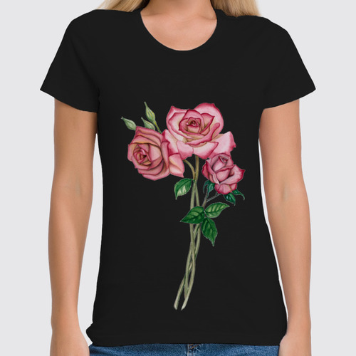 Заказать женскую футболку в Москве. Футболка классическая розы от sleeping_ocean - готовые дизайны и нанесение принтов.
