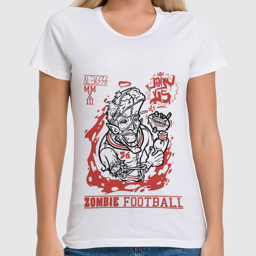 Заказать женскую футболку в Москве. Футболка классическая Zombie football от Aleks36 - готовые дизайны и нанесение принтов.