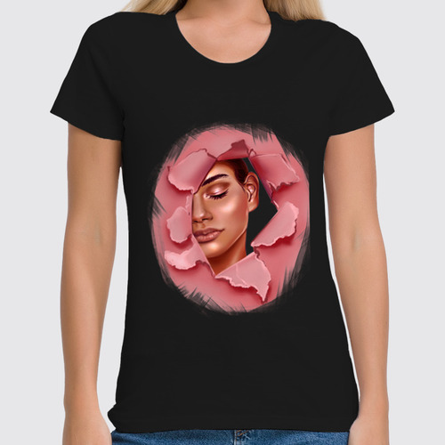 Заказать женскую футболку в Москве. Футболка классическая Lady through the pink от lementaart@gmail.com - готовые дизайны и нанесение принтов.