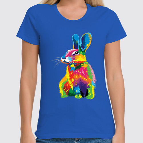 Заказать женскую футболку в Москве. Футболка классическая Кролик арт  от Print design  - готовые дизайны и нанесение принтов.