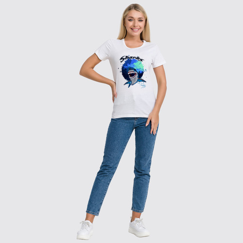 Заказать женскую футболку в Москве. Футболка классическая Sharks от balden - готовые дизайны и нанесение принтов.