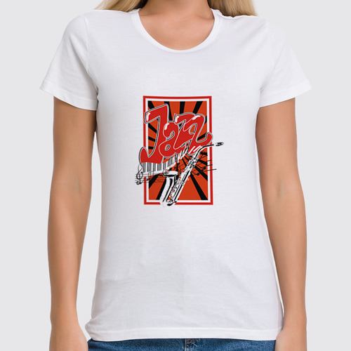 Заказать женскую футболку в Москве. Футболка классическая Джаз постер от Zorgo-Art  - готовые дизайны и нанесение принтов.