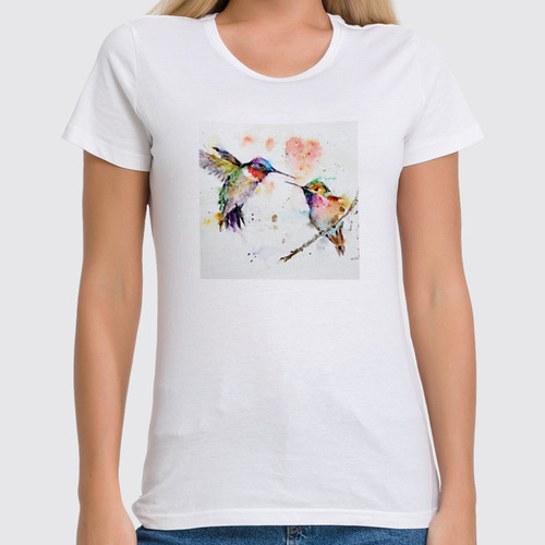 Заказать женскую футболку в Москве. Футболка классическая колибри от Picasso - готовые дизайны и нанесение принтов.