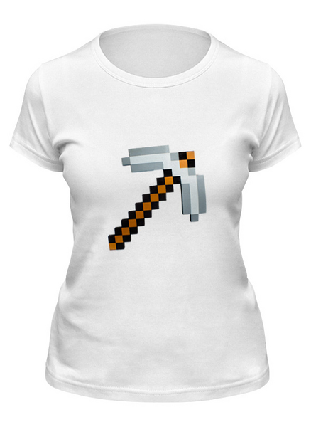 Заказать женскую футболку в Москве. Футболка классическая Minecraft - Кирка от klip - готовые дизайны и нанесение принтов.