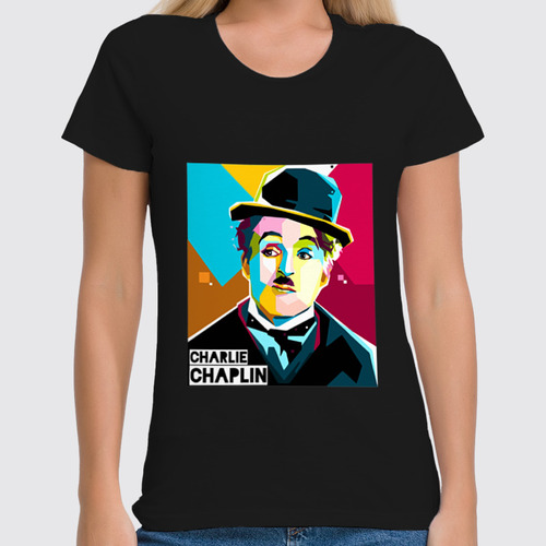 Заказать женскую футболку в Москве. Футболка классическая Чарли Чаплин от originals - готовые дизайны и нанесение принтов.