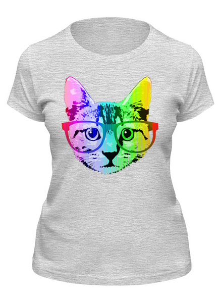 Заказать женскую футболку в Москве. Футболка классическая Радужный кот от printik - готовые дизайны и нанесение принтов.