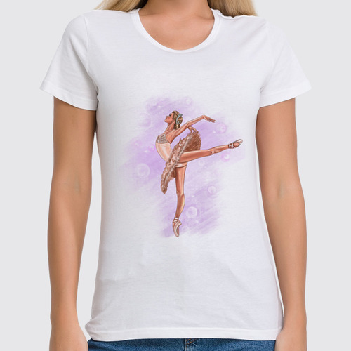 Заказать женскую футболку в Москве. Футболка классическая Балерина  от @kristy_art_k  - готовые дизайны и нанесение принтов.