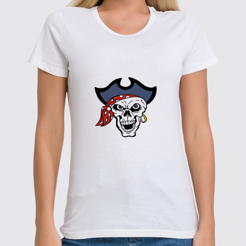 Заказать женскую футболку в Москве. Футболка классическая Пират от THE_NISE  - готовые дизайны и нанесение принтов.