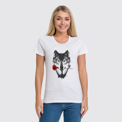 Заказать женскую футболку в Москве. Футболка классическая Wolf&Rose от balden - готовые дизайны и нанесение принтов.
