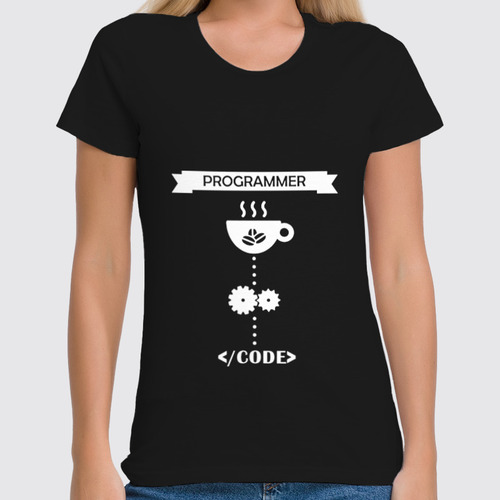 Заказать женскую футболку в Москве. Футболка классическая Programmer + Coffee от ultracote - готовые дизайны и нанесение принтов.