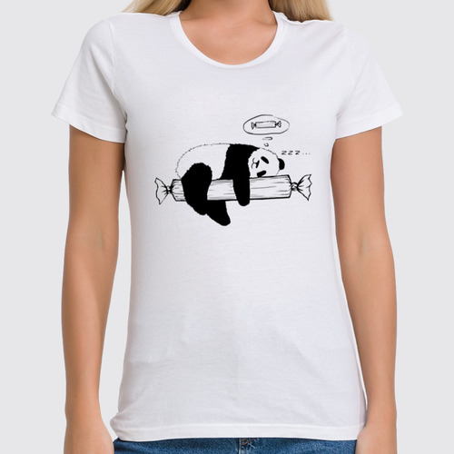 Заказать женскую футболку в Москве. Футболка классическая Сон панды от Artem Lobanov - готовые дизайны и нанесение принтов.