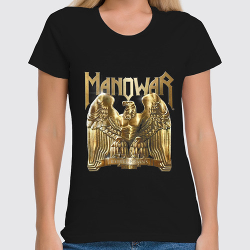 Заказать женскую футболку в Москве. Футболка классическая Manowar Band от Leichenwagen - готовые дизайны и нанесение принтов.