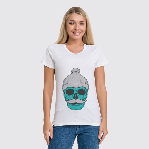 Заказать женскую футболку в Москве. Футболка классическая Hipster skull от zen4@bk.ru - готовые дизайны и нанесение принтов.