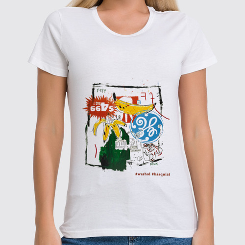 Заказать женскую футболку в Москве. Футболка классическая Warhol - Basquiat от Михаил Авилкин - готовые дизайны и нанесение принтов.