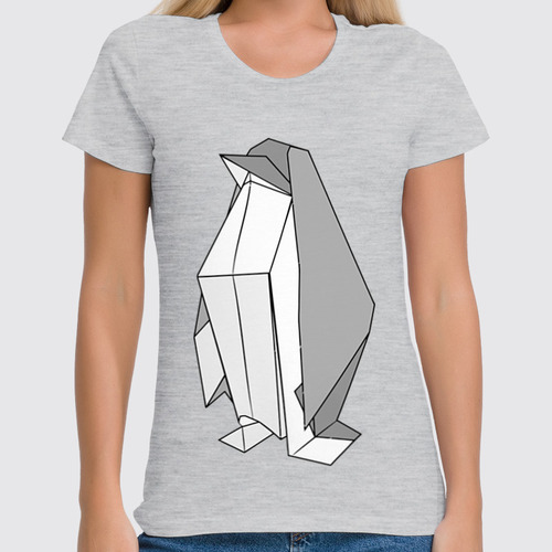Заказать женскую футболку в Москве. Футболка классическая Пингвин Оригами от coolmag - готовые дизайны и нанесение принтов.