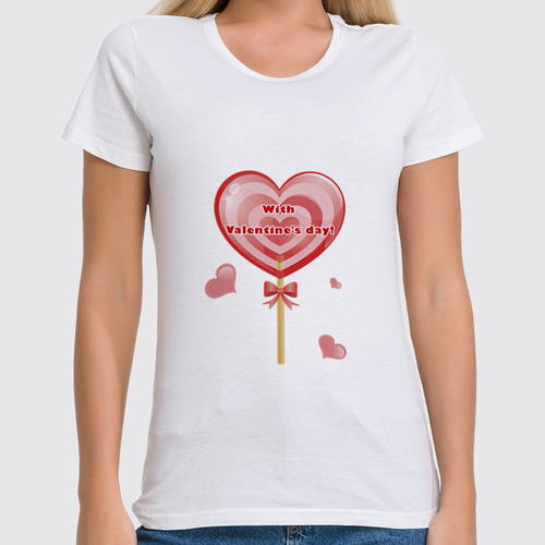 Заказать женскую футболку в Москве. Футболка классическая "Happy Valentine's Day!" от Abstractiya - готовые дизайны и нанесение принтов.