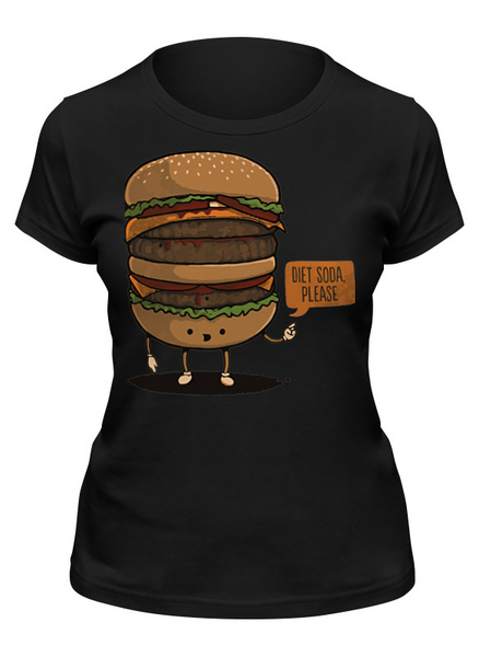 Заказать женскую футболку в Москве. Футболка классическая Diet Burger / Бургер от crash - готовые дизайны и нанесение принтов.