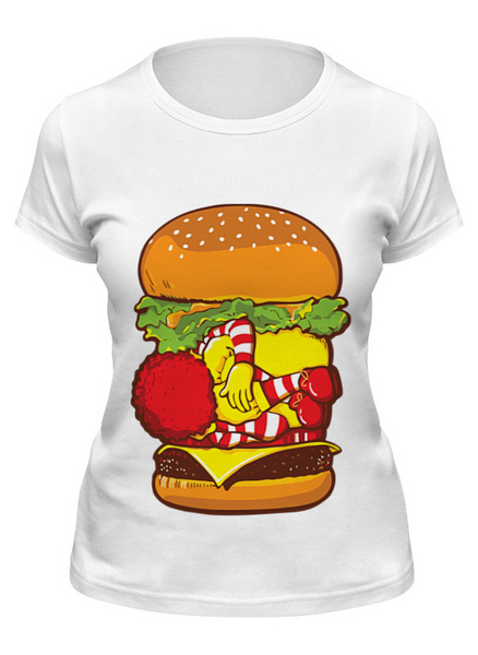 Заказать женскую футболку в Москве. Футболка классическая Чизбургер  от fanart - готовые дизайны и нанесение принтов.