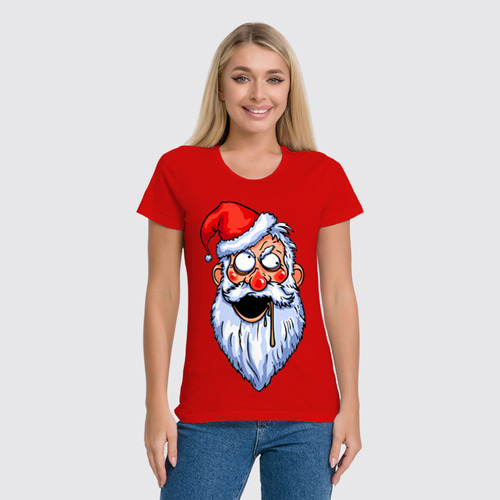 Заказать женскую футболку в Москве. Футболка классическая CrazySanta от balden - готовые дизайны и нанесение принтов.