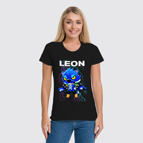 Заказать женскую футболку в Москве. Футболка классическая Brawl Stars Leon от weeert - готовые дизайны и нанесение принтов.