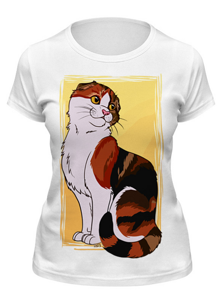 Заказать женскую футболку в Москве. Футболка классическая Кошка от fanart - готовые дизайны и нанесение принтов.