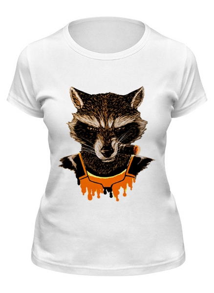Заказать женскую футболку в Москве. Футболка классическая What's a raccoon? от balden - готовые дизайны и нанесение принтов.