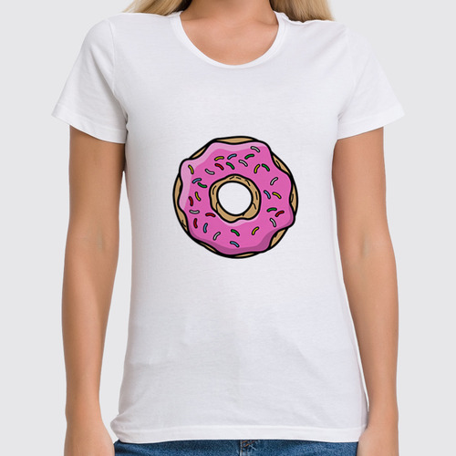 Заказать женскую футболку в Москве. Футболка классическая Пончик от Mari_M - готовые дизайны и нанесение принтов.