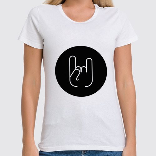 Заказать женскую футболку в Москве. Футболка классическая Иконка с жестом "Рок-н-ролл" от Metronomy - готовые дизайны и нанесение принтов.