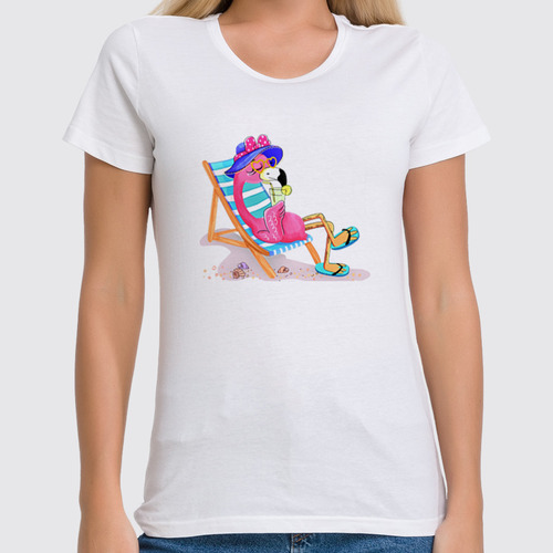 Заказать женскую футболку в Москве. Футболка классическая Фламинго  от T-shirt print  - готовые дизайны и нанесение принтов.