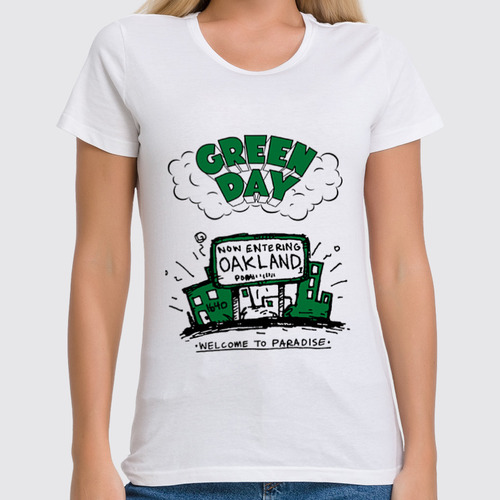 Заказать женскую футболку в Москве. Футболка классическая Green Day от geekbox - готовые дизайны и нанесение принтов.