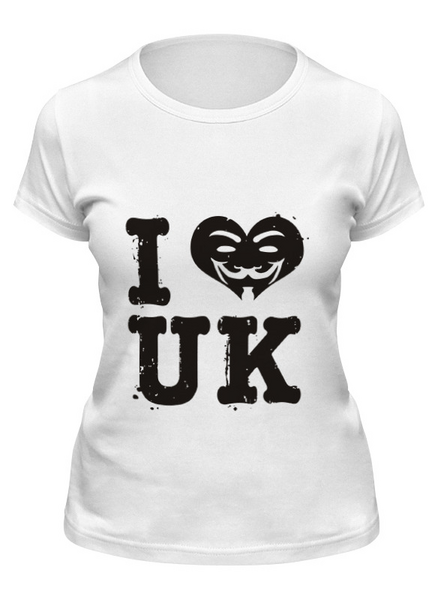 Заказать женскую футболку в Москве. Футболка классическая UK Love от skynatural - готовые дизайны и нанесение принтов.