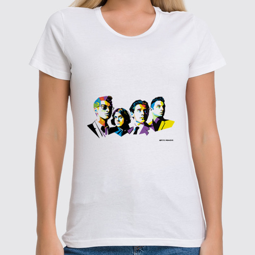 Заказать женскую футболку в Москве. Футболка классическая Arctic Monkeys от Fedor - готовые дизайны и нанесение принтов.