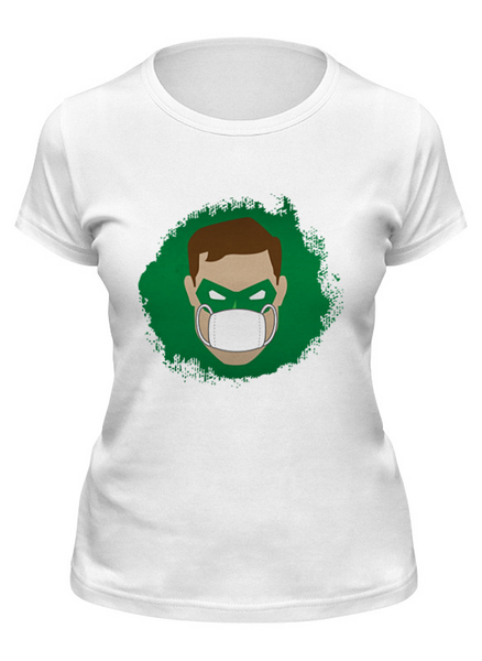 Заказать женскую футболку в Москве. Футболка классическая Зеленый фонарь (Коллекция: Герои носят маски) от GeekFox  - готовые дизайны и нанесение принтов.