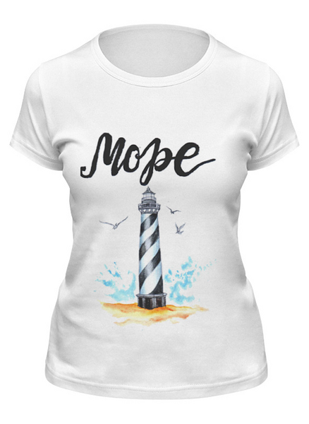 Заказать женскую футболку в Москве. Футболка классическая Море и маяк от Liby - готовые дизайны и нанесение принтов.