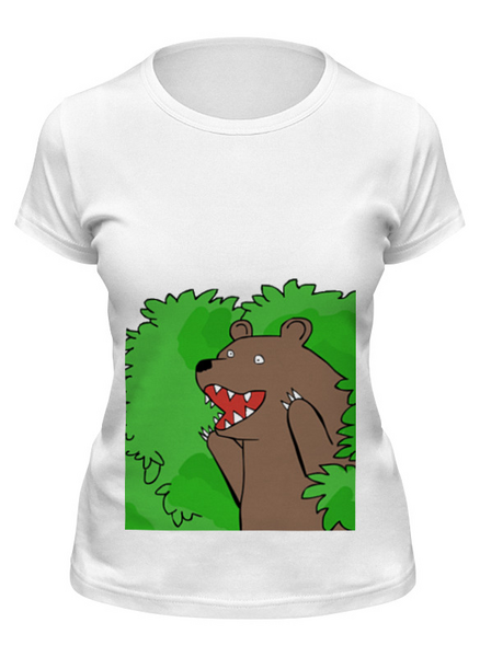 Заказать женскую футболку в Москве. Футболка классическая Медведь из кустов от karbafoss - готовые дизайны и нанесение принтов.