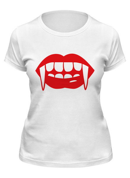 Заказать женскую футболку в Москве. Футболка классическая Vampire Lips от Jimmy Flash - готовые дизайны и нанесение принтов.