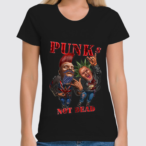 Заказать женскую футболку в Москве. Футболка классическая Punks Not Dead от Leichenwagen - готовые дизайны и нанесение принтов.