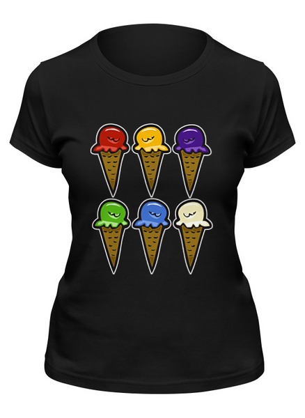 Заказать женскую футболку в Москве. Футболка классическая Мороженое от Yaroslava - готовые дизайны и нанесение принтов.
