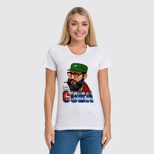 Заказать женскую футболку в Москве. Футболка классическая Фидель Кастро от balden - готовые дизайны и нанесение принтов.
