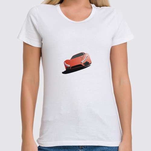 Заказать женскую футболку в Москве. Футболка классическая автомобиль от nikol - готовые дизайны и нанесение принтов.