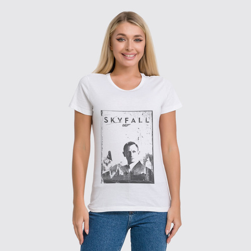 Заказать женскую футболку в Москве. Футболка классическая Skyfall  от KinoArt - готовые дизайны и нанесение принтов.