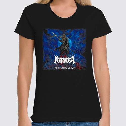 Заказать женскую футболку в Москве. Футболка классическая Nervosa thrash metal band от Leichenwagen - готовые дизайны и нанесение принтов.