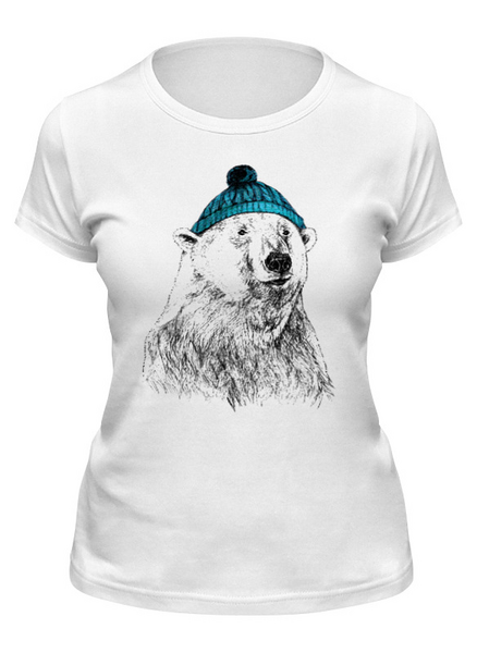 Заказать женскую футболку в Москве. Футболка классическая Белый медведь от lissa - готовые дизайны и нанесение принтов.