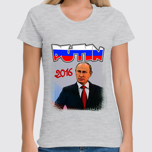 Заказать женскую футболку в Москве. Футболка классическая Putin от Leichenwagen - готовые дизайны и нанесение принтов.