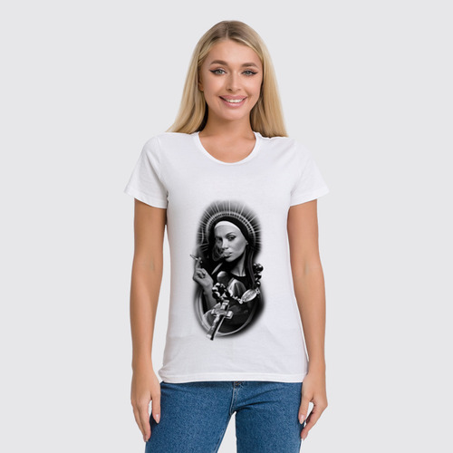 Заказать женскую футболку в Москве. Футболка классическая Монашка от T-shirt print  - готовые дизайны и нанесение принтов.