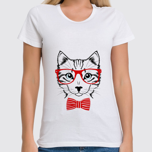 Заказать женскую футболку в Москве. Футболка классическая Кошка от YellowCloverShop - готовые дизайны и нанесение принтов.